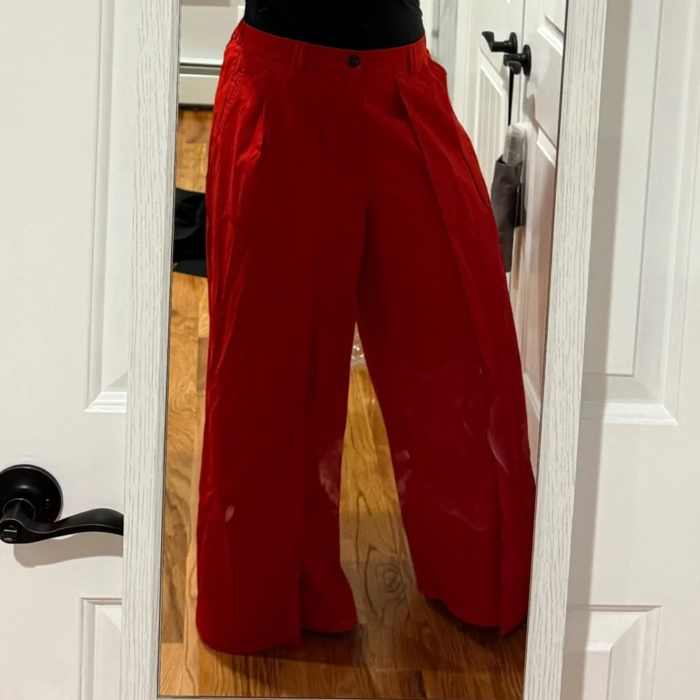 Gray Wide Leg Pants with Pleated Front - Picture 15 of 15
